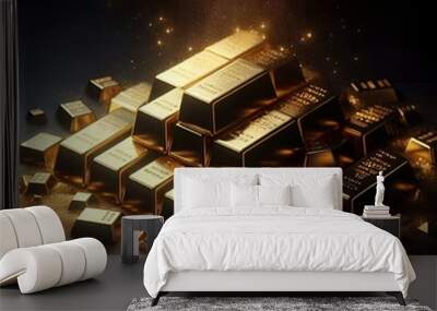 gold bars on black Wall mural