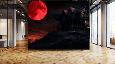 Blood Moon Over the Haunted Manor 7 Wall mural