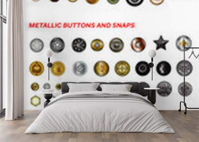 Fashion technical buttons hardware vector kit Wall mural