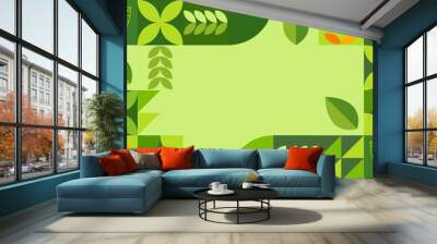 background pattern of fresh green natural leaves Wall mural