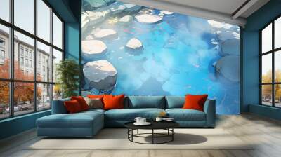 A mysterious and fantastic secret hot spring. Wall mural