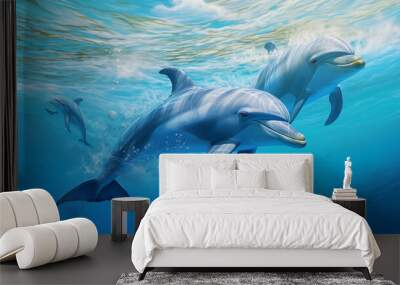 Ecology of dolphins. Wall mural