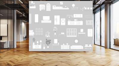 Collection of flat vector illustrations of furniture ideal for architectural design and design	 Wall mural