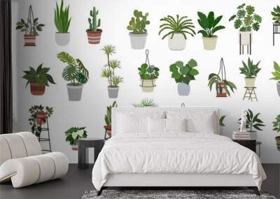 Flat vector Illustration of a foliage plant Wall mural