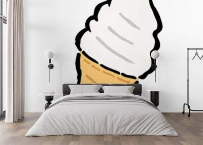 Illustration of Soft serve ice cream: Illustration like woodblock print Wall mural