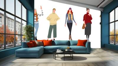 Illustration material: women, winter fashion Wall mural