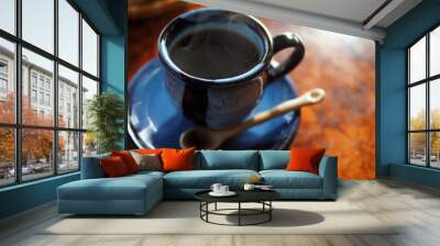 steaming coffee Wall mural