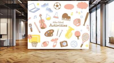 simple illustration of after school activities Wall mural