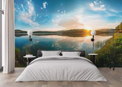 Sunset_over_the_lake._Amazing_panorama_landscape Wall mural