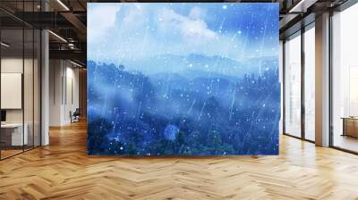 Blue_landscape_with_valley_rain_backgrounds Wall mural