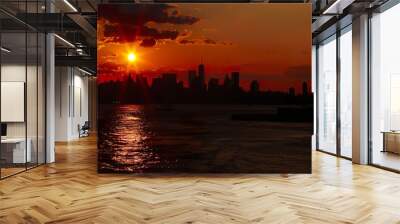 Statue_Liberty_and_New_York_city_skyline_at_sunse Wall mural