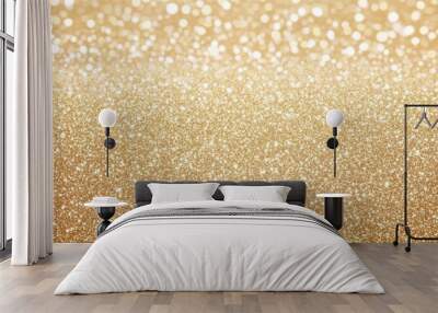 Shimmering light gold glitter background, shiny and sparkling, high resolution, creating a luxurious and radiant effect. Wall mural