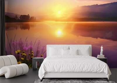 andscape_stock_photo_Mountain_Sunrise_Flowers Wall mural