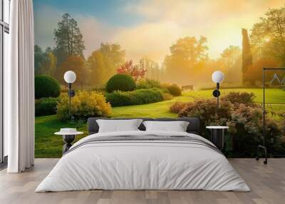 Autumn_Morning_sunrise_Garden_beautiful_nature Wall mural