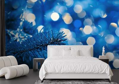 Blue_christmas_Cute_Wallpaper_aesthetic_christmas Wall mural