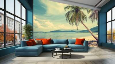 Coconut_palm_trees_at_tropical_beach_vintage_filt Wall mural