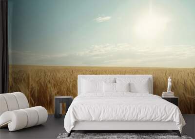 golden_wheat_field_and_sunny_day Wall mural