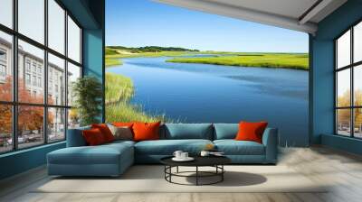 Marsh_scenery_under_clear_sky_Nantucket_Massachus Wall mural