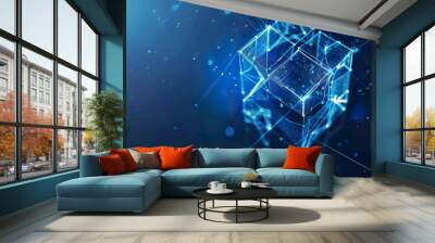 Mid_year_Summary_of_Blue_Technology_Cube_Science Wall mural