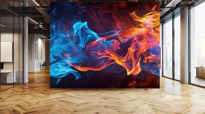 Orange_background_photo_blue_flames Wall mural