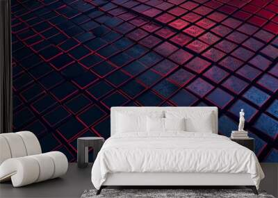 Red_and_blue_grid_line_technology_exhibition_board Wall mural