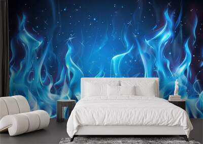 Shutterstock_Fire_vector_blue_flames_background Wall mural