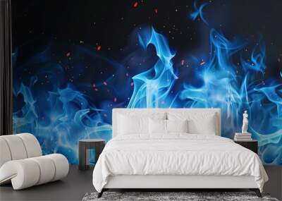 Shutterstock_Fire_vector_blue_flames_background Wall mural