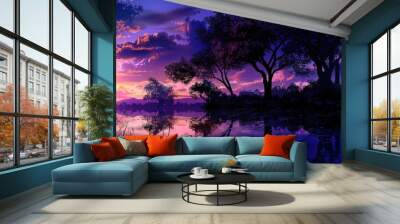 Silhouette_anime_landscapes_wallpapers Wall mural