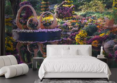 Chrysanthemums bloom in late autumn Wall mural