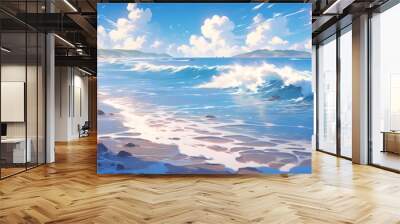 beautiful ocean landscape illustration
 Wall mural