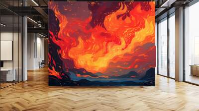 Hand drawn abstract artistic burning flame illustration background
 Wall mural