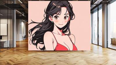 hand drawn cartoon anime cool swimsuit girl illustration in summer	
 Wall mural