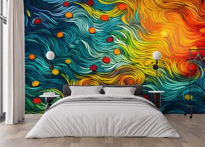 Hand drawn cartoon art abstract van Gogh style impressionistic background material
 Wall mural