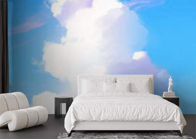 hand drawn cartoon beautiful sky blue sky white clouds illustration background	
 Wall mural