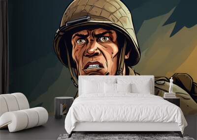 Hand drawn cartoon soldier illustration
 Wall mural