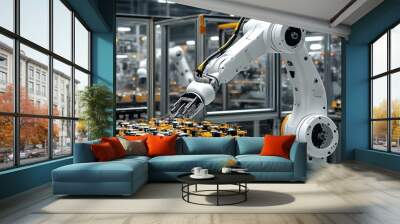 Advanced AI Robotics in Electronics Manufacturing for Quality Control and Assembly Processes Wall mural