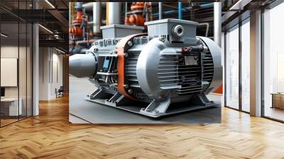 Advanced liquid transfer pump featuring asynchronous electric motor, essential equipment for modern chemical processes in oil refinery and petrochemical facilities. Wall mural