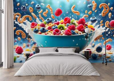 Cereal Bowl Catastrophe Sparks Hunger and Joyful Chaos Wall mural