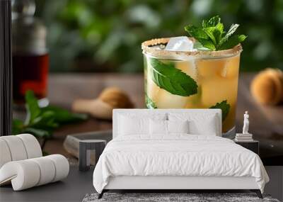 Classic Southern Mint Julep Cocktail with Fresh Mint, Sugar, and Bourbon Celebrating Kentucky Tradition Wall mural