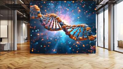 Cosmic Glow of DNA Double Helix Emerging from the Universe Wall mural