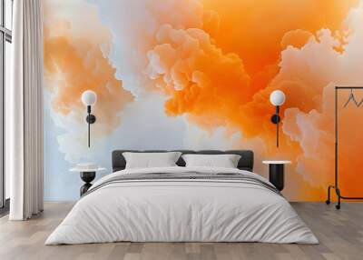 Dreamy orange and white gradient abstract background evoking clouds and soft smoke textures Wall mural