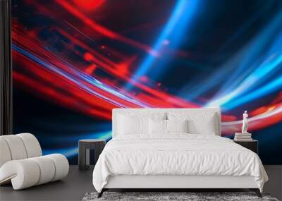 Dynamic Swirls of Red and Blue Light Creating an Abstract Visual Experience Wall mural