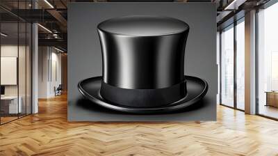 Elegant black cylinder top hat isolated on white background, showcasing classic style and sophistication in a modern AI-generated design Wall mural