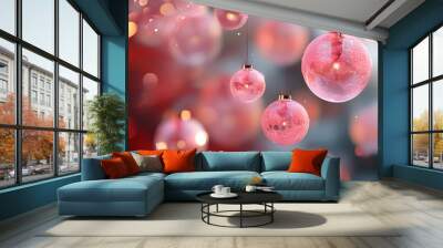 Enigmatic Abstract Red with Blurred Festival Lights and Soft Pink Bubble Texture Wall mural