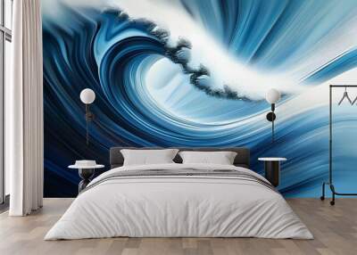 Fluid Blue Abstract Waves with Smooth Blur and Digital Motion Effects Wall mural