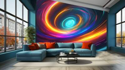 Futuristic abstract digital vortex radiating colorful light streaks in a captivating display of energy and movement Wall mural