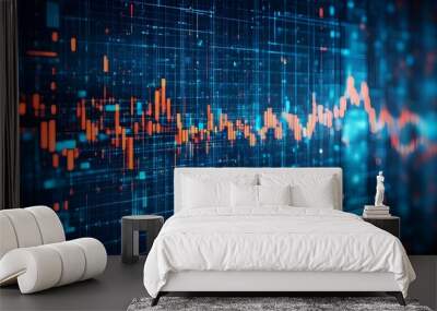 Futuristic Bitcoin Coin Set against a Dynamic Virtual Landscape Created by Generative AI Wall mural