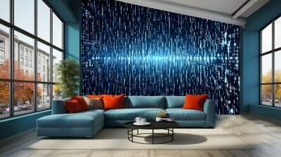 Futuristic digital script backdrop with dynamic binary code and abstract matrix design Wall mural