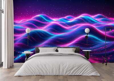 Futuristic gradient background with dynamic energy lines in electric blue and purple hues Wall mural