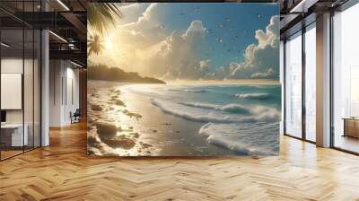 Journey to Paradise: Embracing the Call of the Beach Wall mural